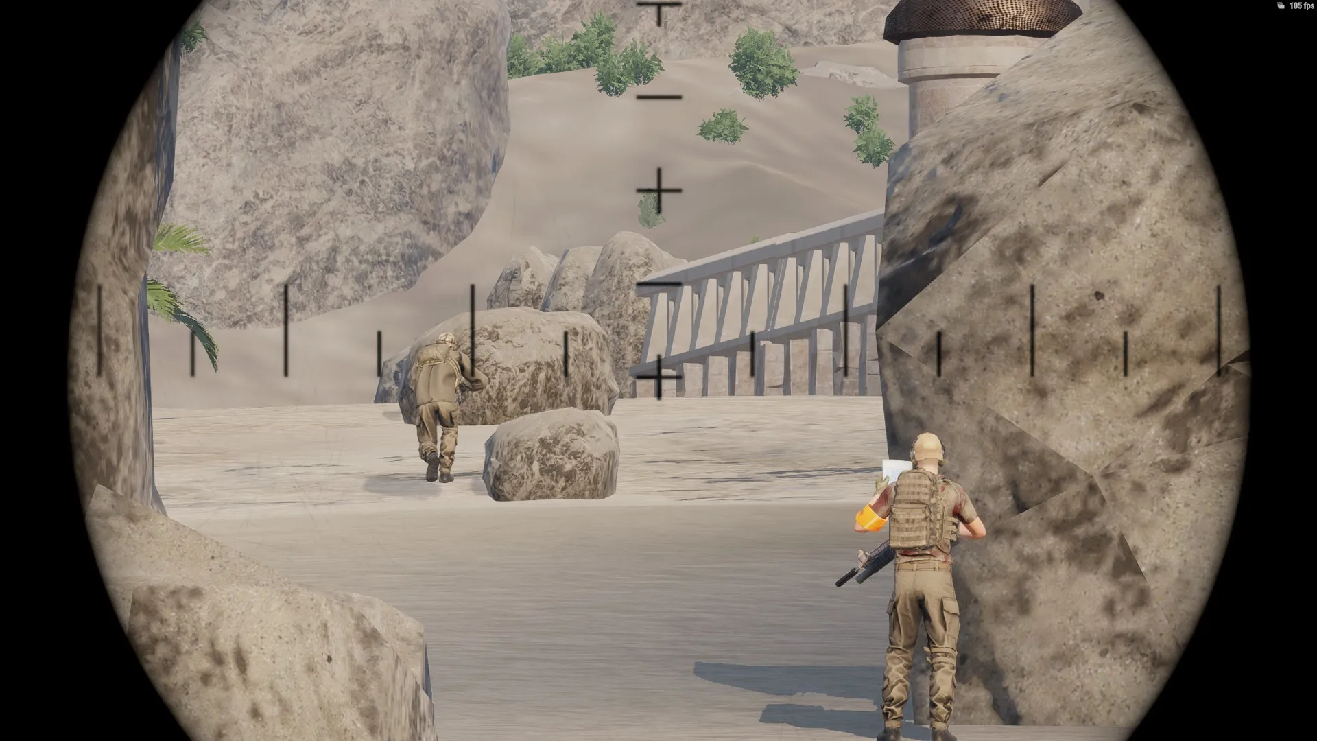 a PMC sneaking ahead while another PMC checks his map